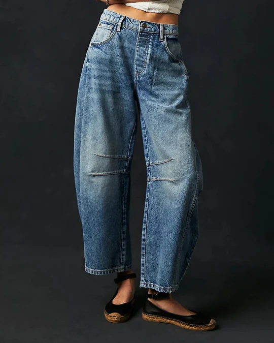 Adeline - Mid Rise Barrel Jeans Dam