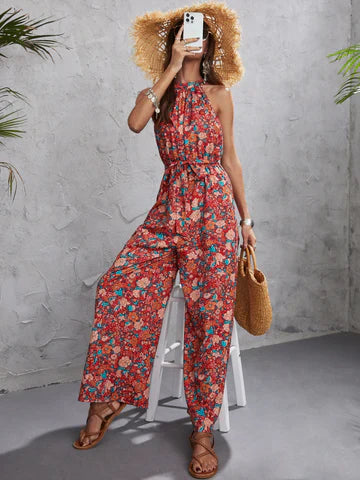 Hattie - Blommig jumpsuit med halterneck