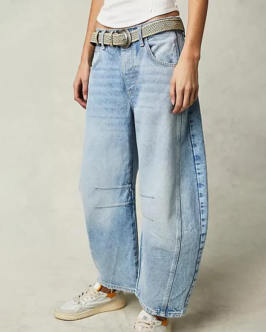 Adeline - Mid Rise Barrel Jeans Dam