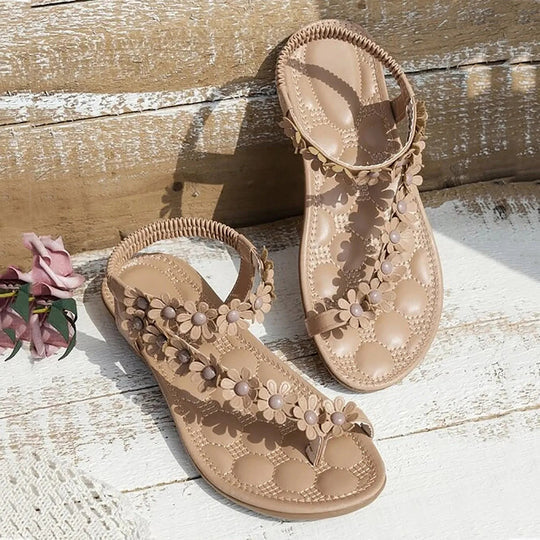 Maxine - Platta sandaler med sommarblommor