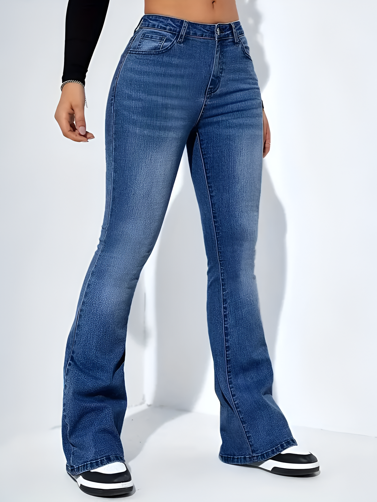 Camila |Flare Stretch Mustache Jeans med hög midja