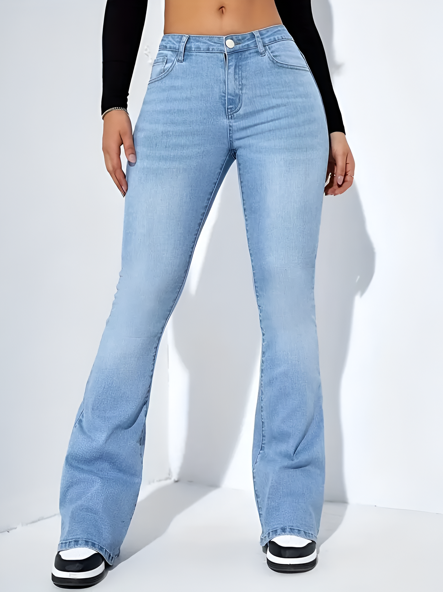 Camila |Flare Stretch Mustache Jeans med hög midja