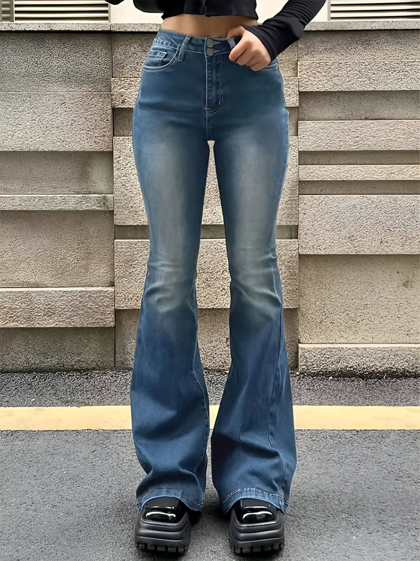 Camila |Flare Stretch Mustache Jeans med hög midja